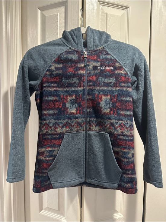 Columbia Other - Columbia Blue Multi-Pattern Full-Zip Hooded Fleece